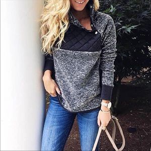 Grey Half Button Pull Over